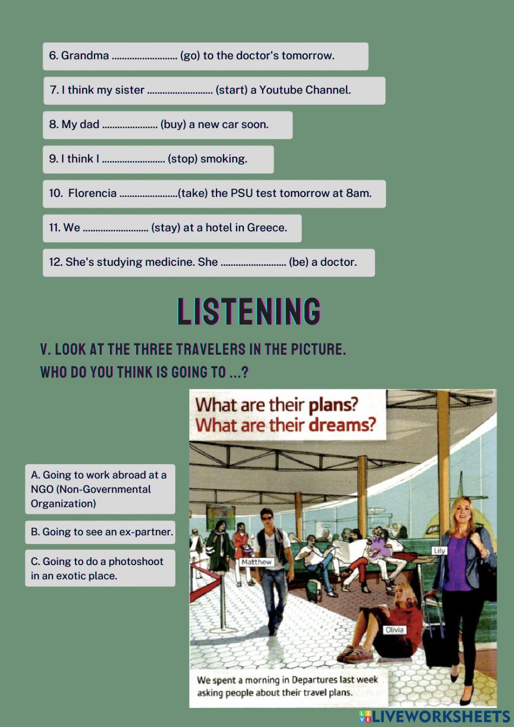 At the airport - Be going to vs Present Continuous