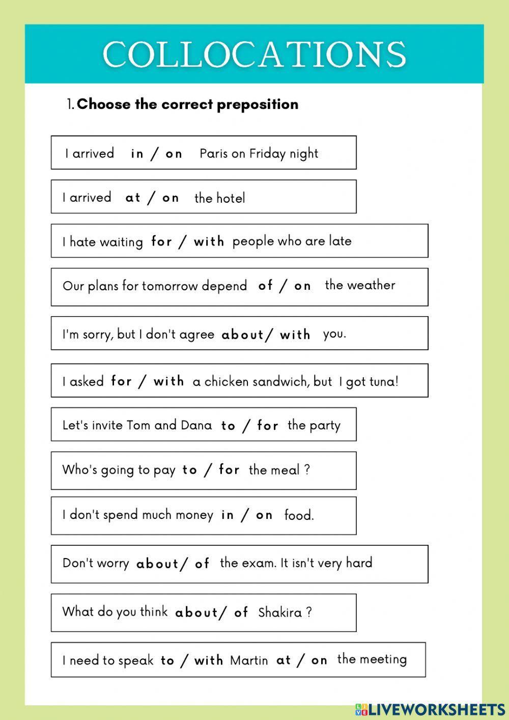 Verb Phrases + Prepositions