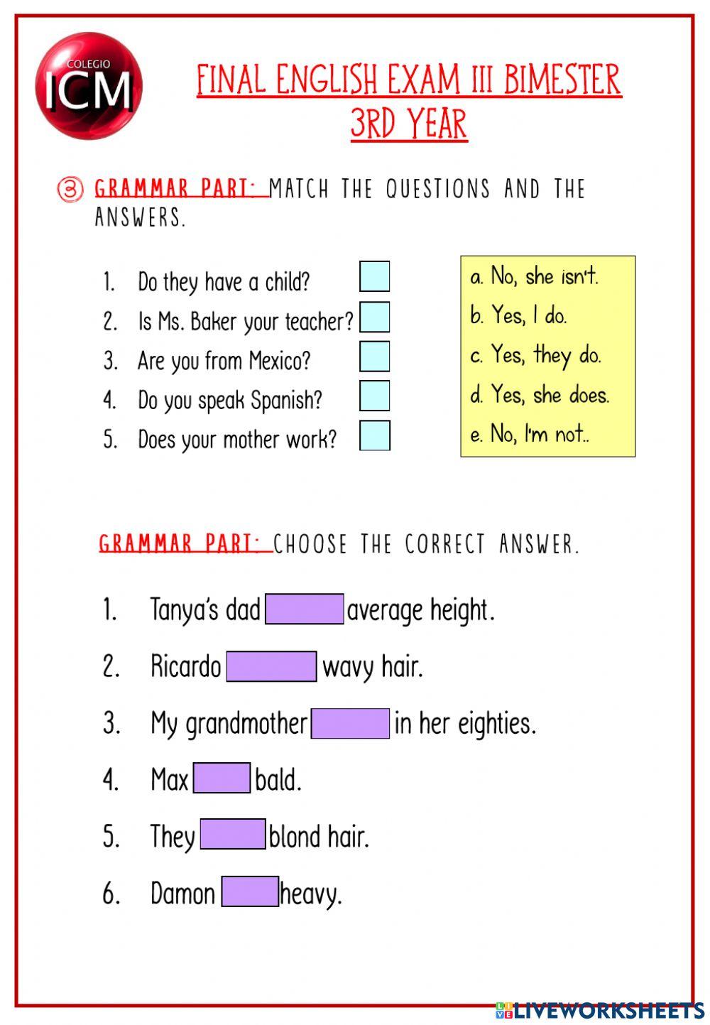 Final english exam IIIB 
