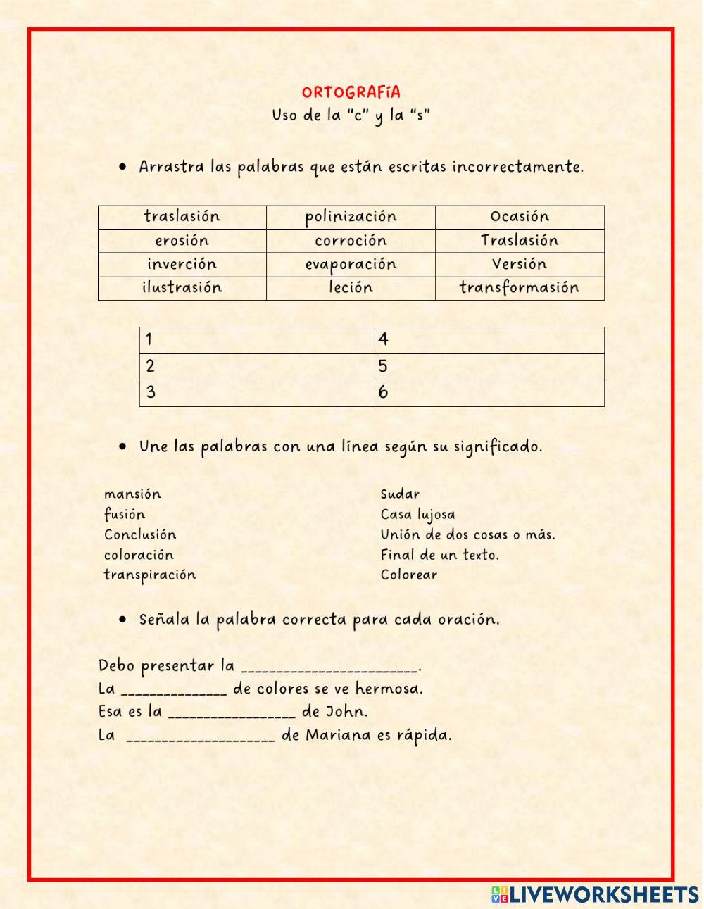 Uso de la -c- y la -s-