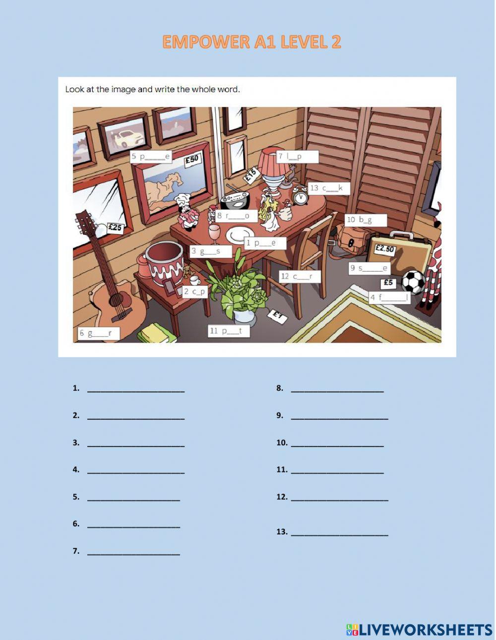 Common Objects Part 2 worksheet | Live Worksheets