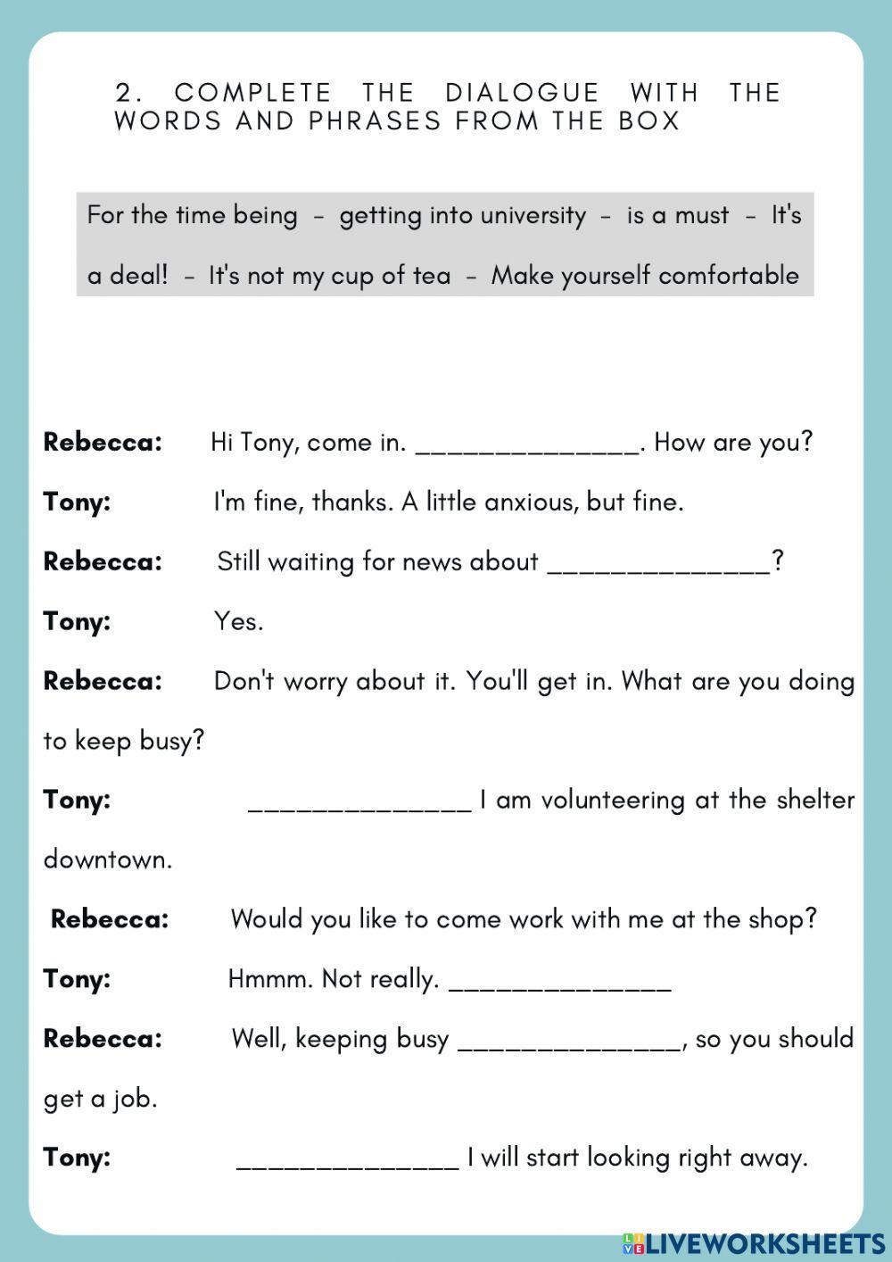 Self-check worksheet (UNIT 1)