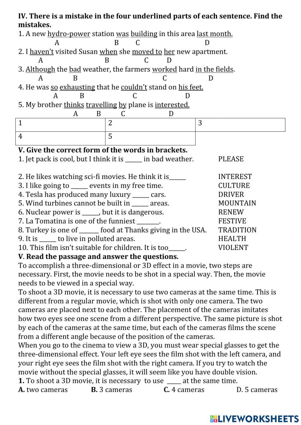 Review English 7 - term 2