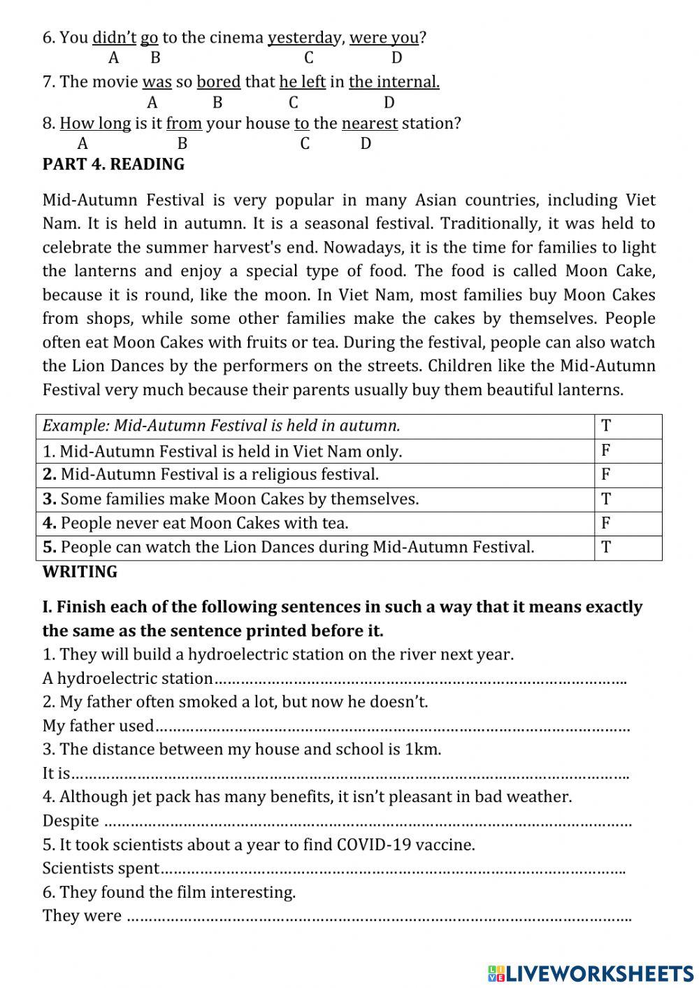 Review English 7 - term 2