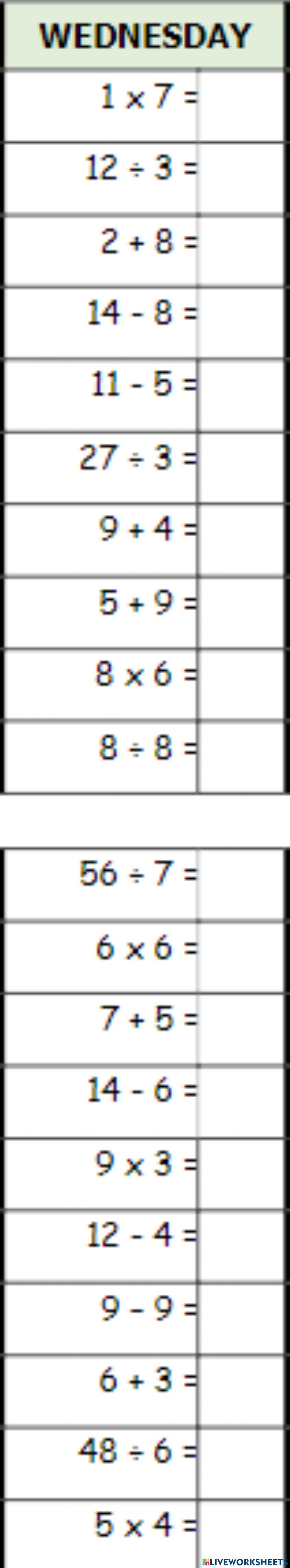 Basic Math Facts