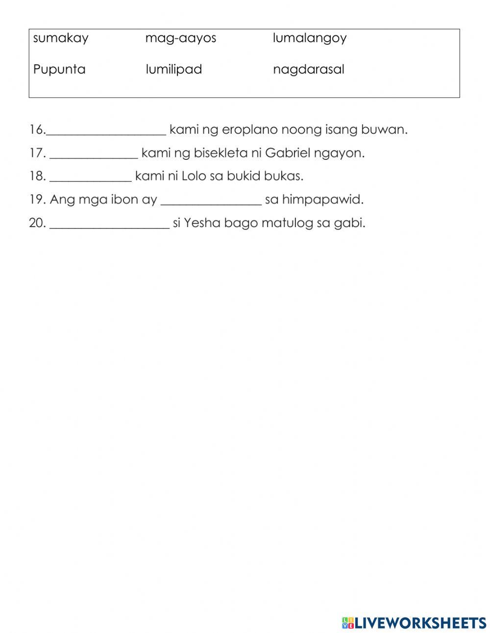 Filipino Pandiwa Quiz