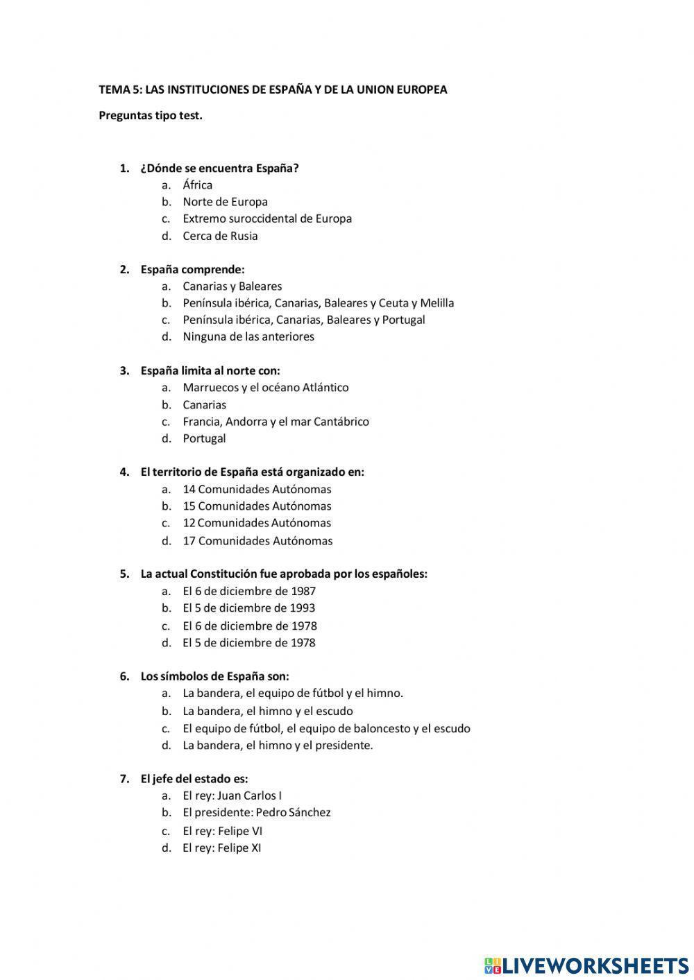 Ciencias Sociales practicar examen