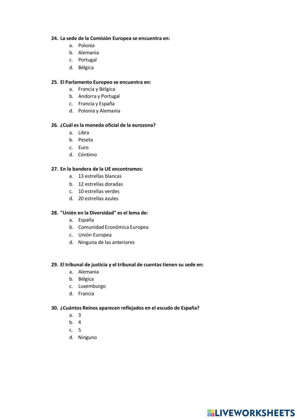 Ciencias Sociales practicar examen