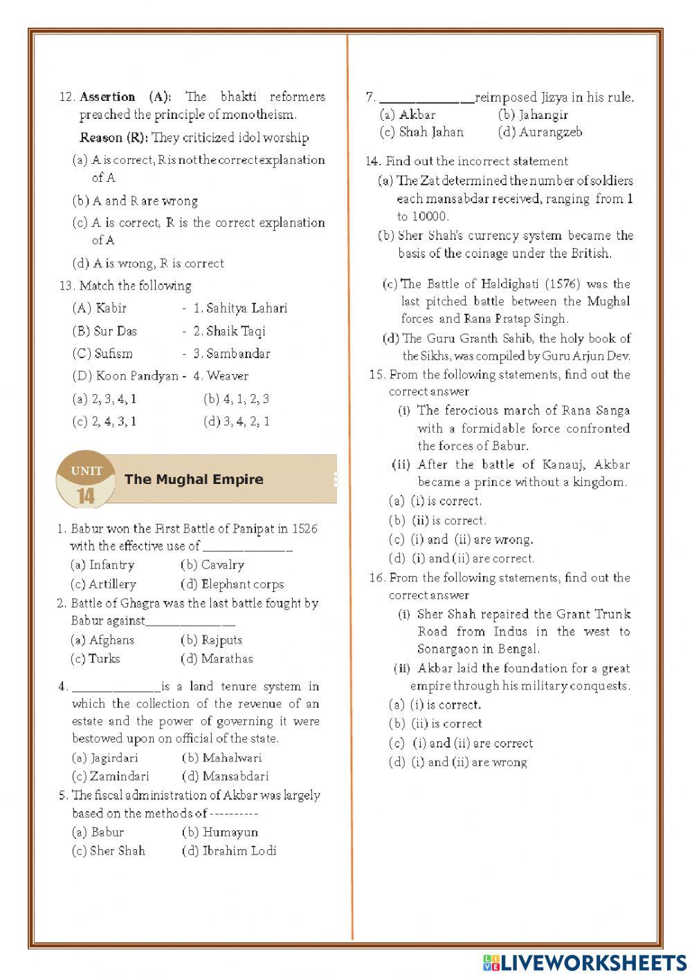 11 History one mark em