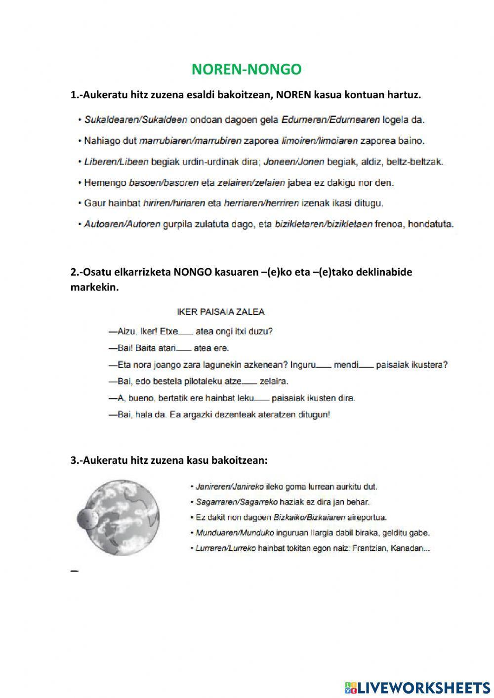 Deklinabidea: noren, nongo