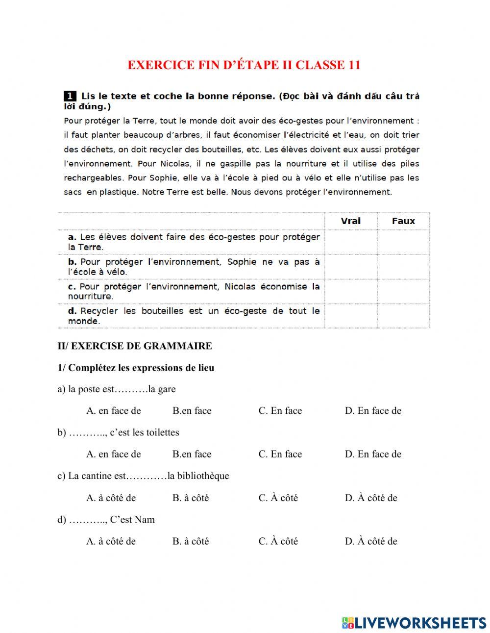 Revision expression de lieu