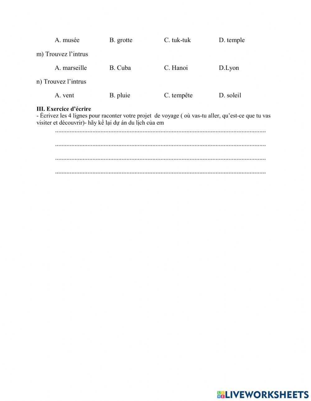 Revision expression de lieu