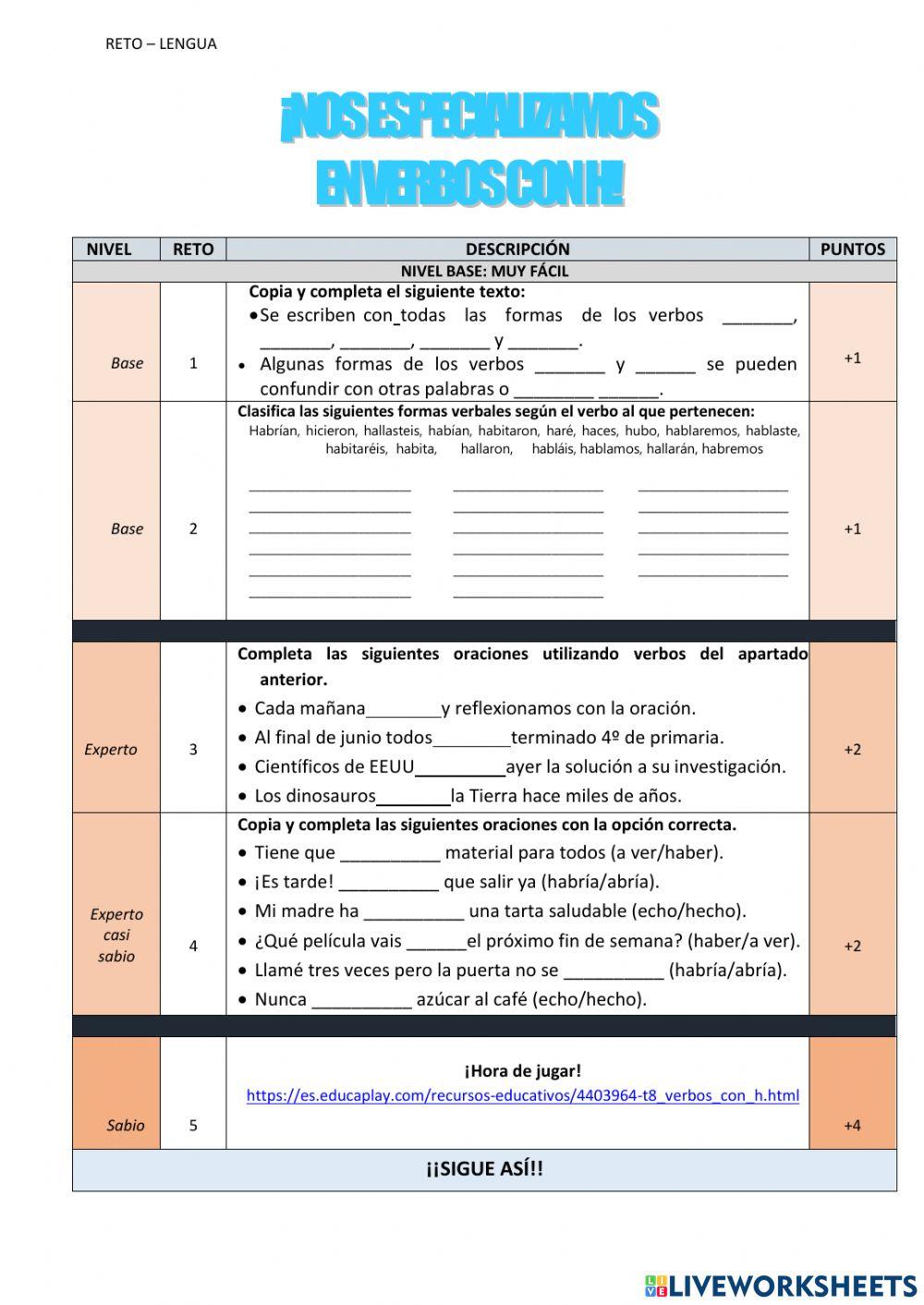 Nos especializamos en verbos con h