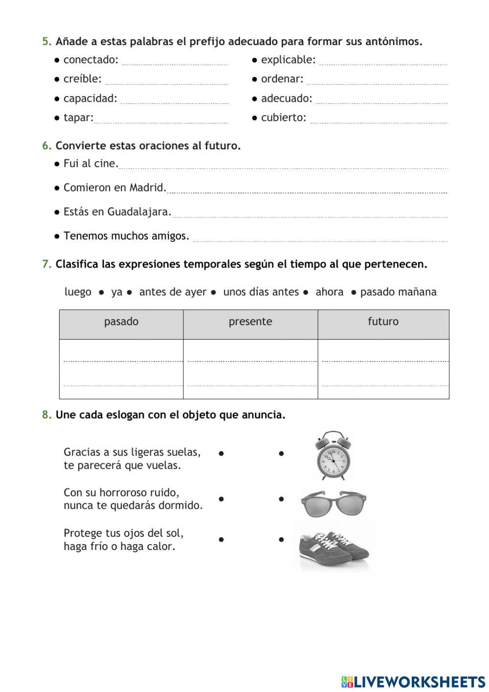 Repasa y comprueba lo aprendido tema 9 lengua Tercero