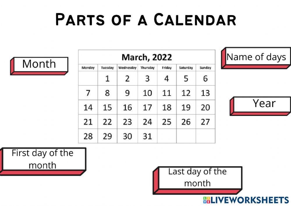Parts of a Calendar