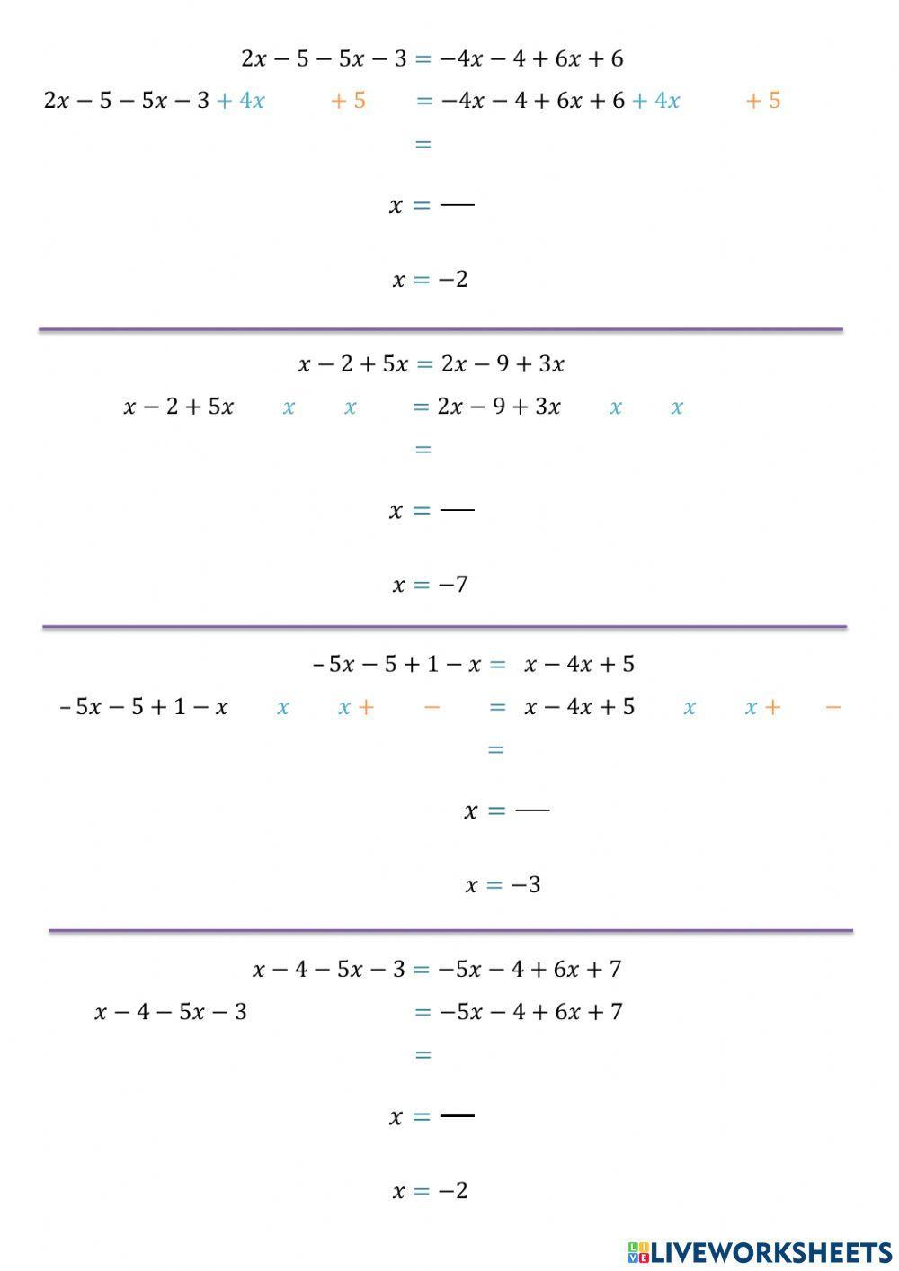 Ecuaciones 1º ESO: Transposición de Términos 1