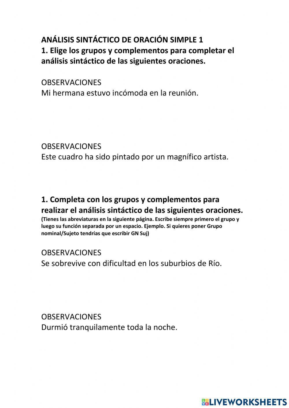 Análisis de oración simple