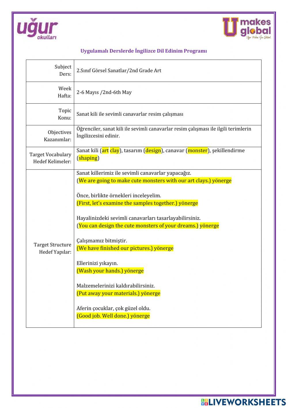 Görsel Sanatlar-2.Sınıf-2-6 Mayıs