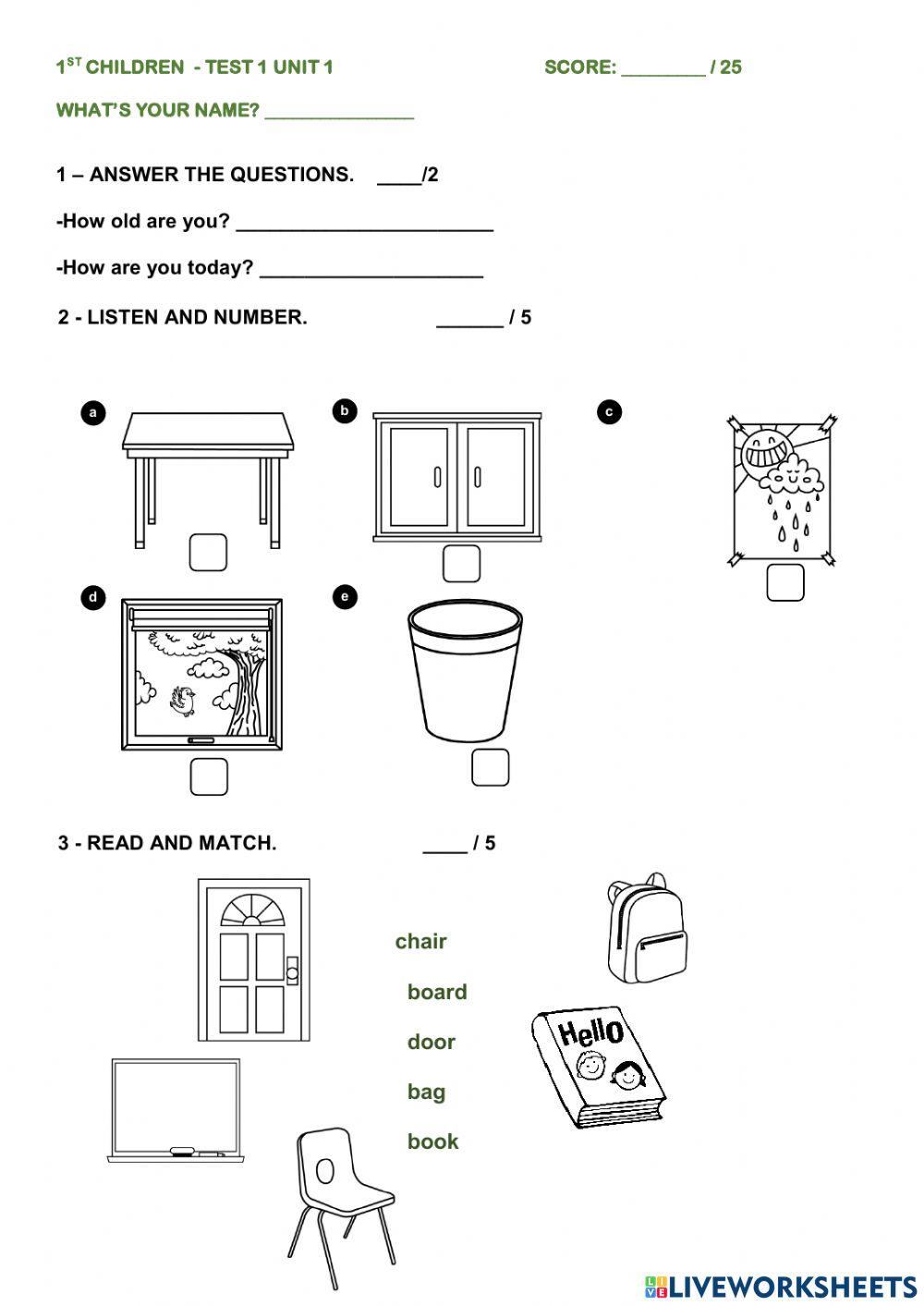 1st children -  test 1 - unit 1