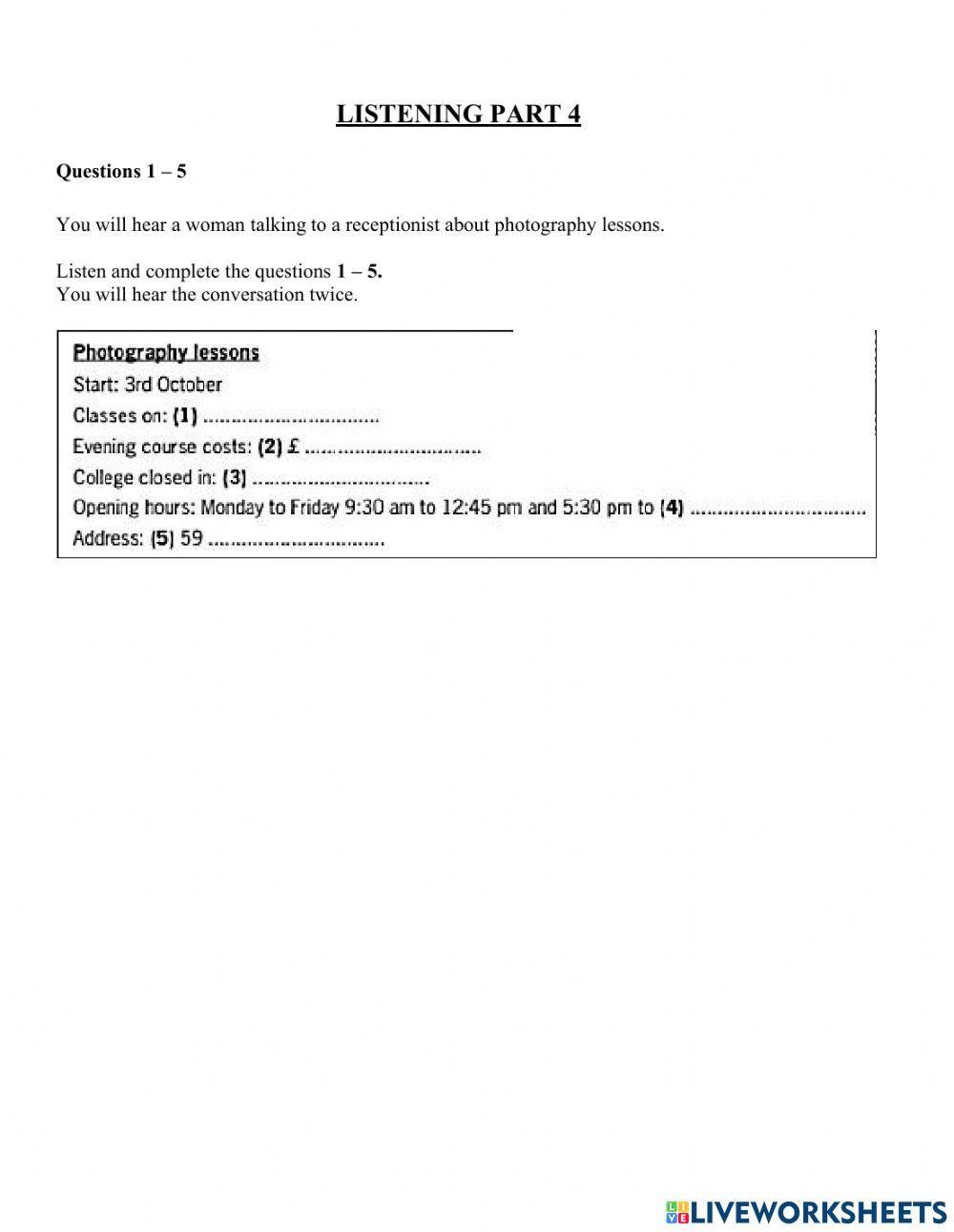 Listening Practice A2+