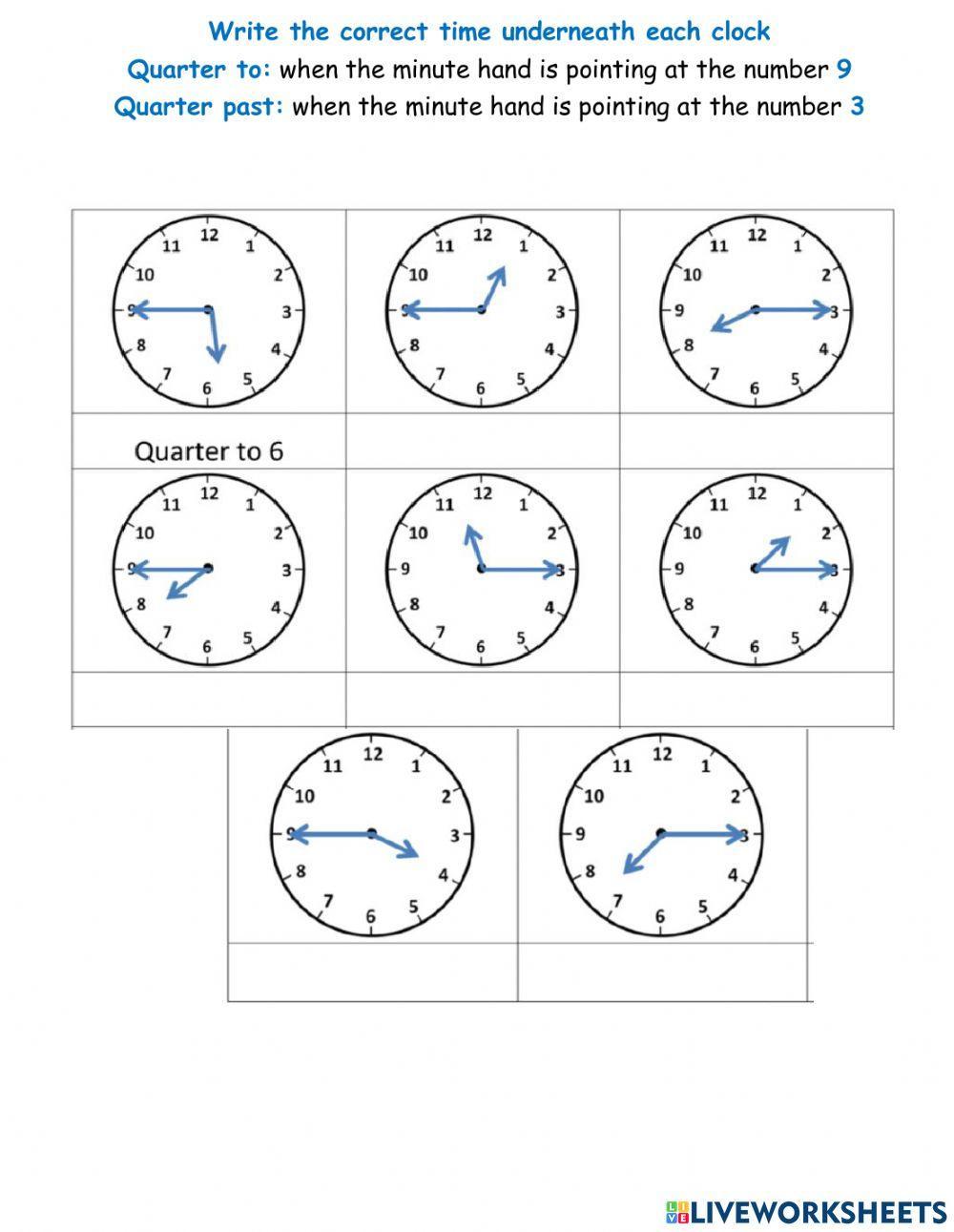 Quarter to and quarter past