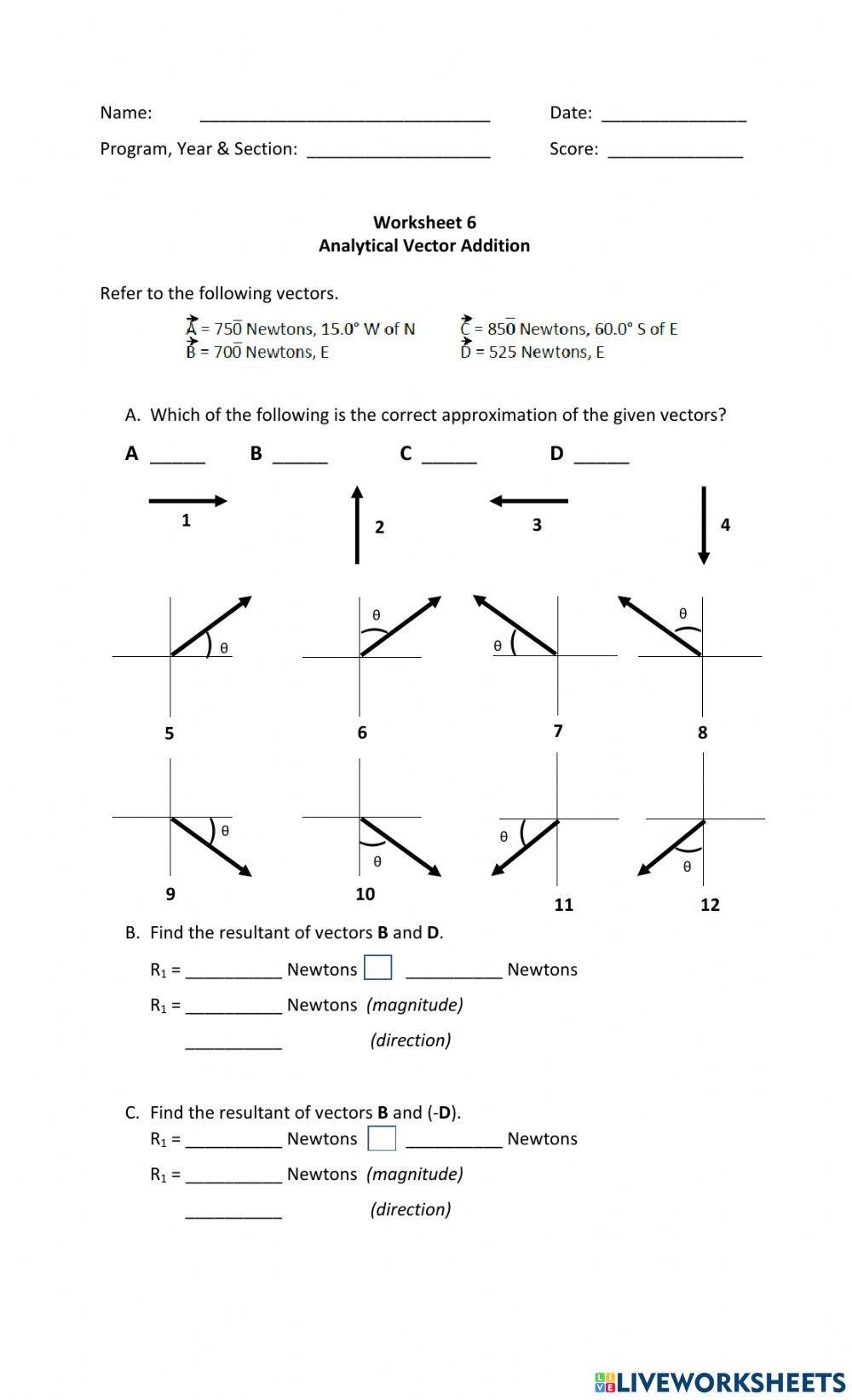analytical-vector-addition-worksheet-live-worksheets