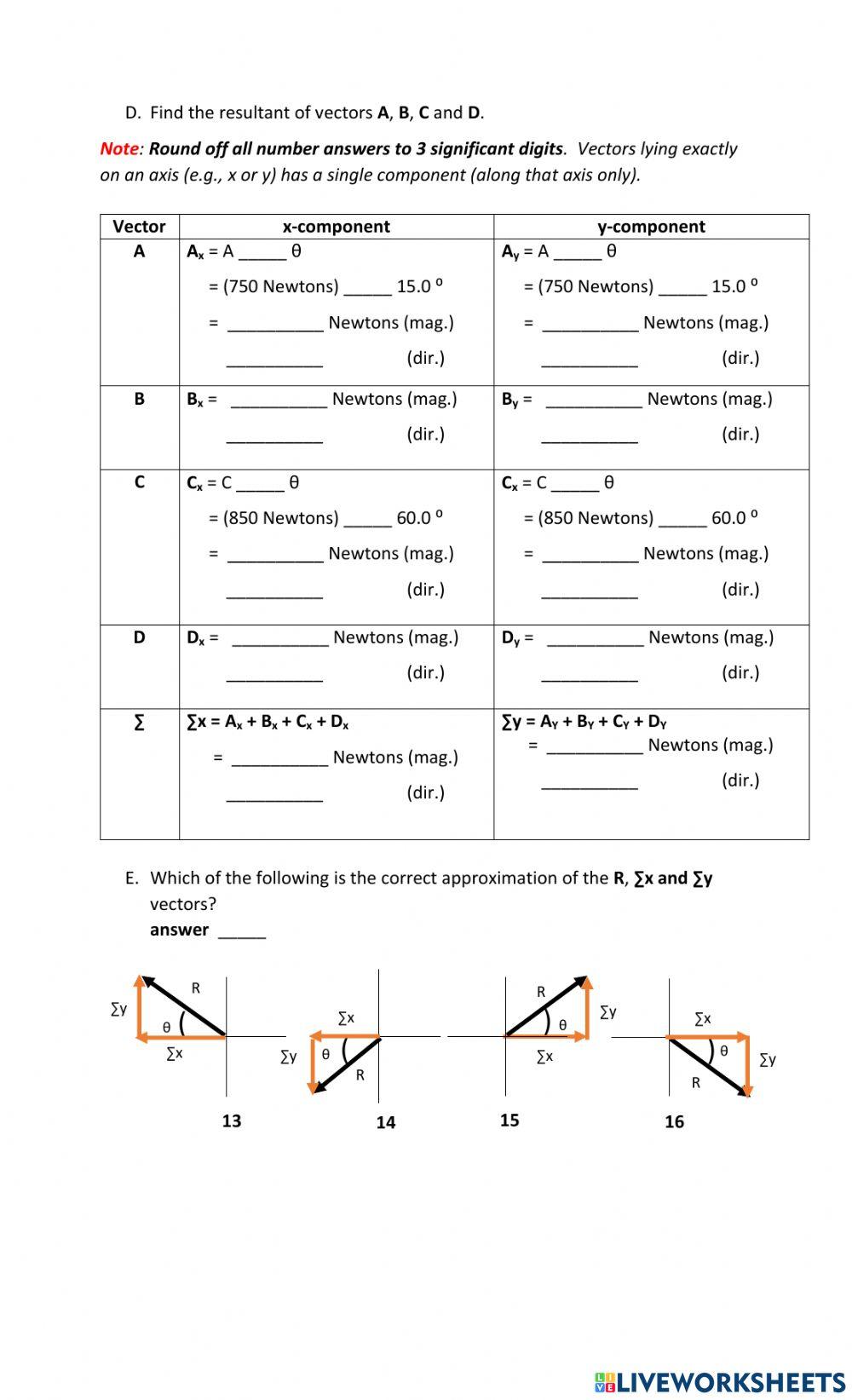 Analytical vector addition