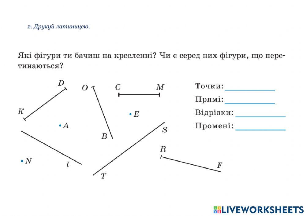 Прямі, точки, промені, відрізки