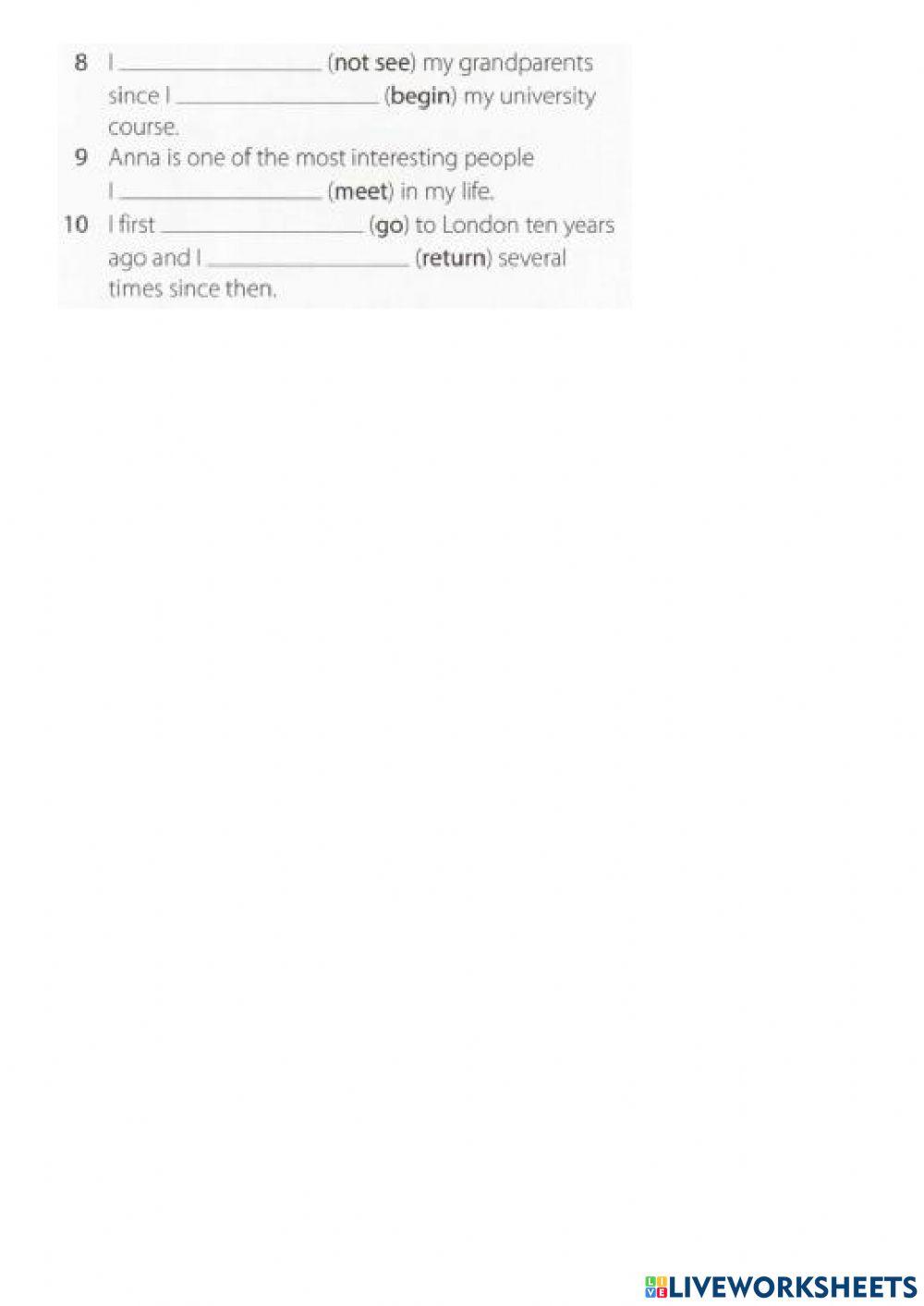 Present Perfect, Present Perfect Continuous, Past Simple