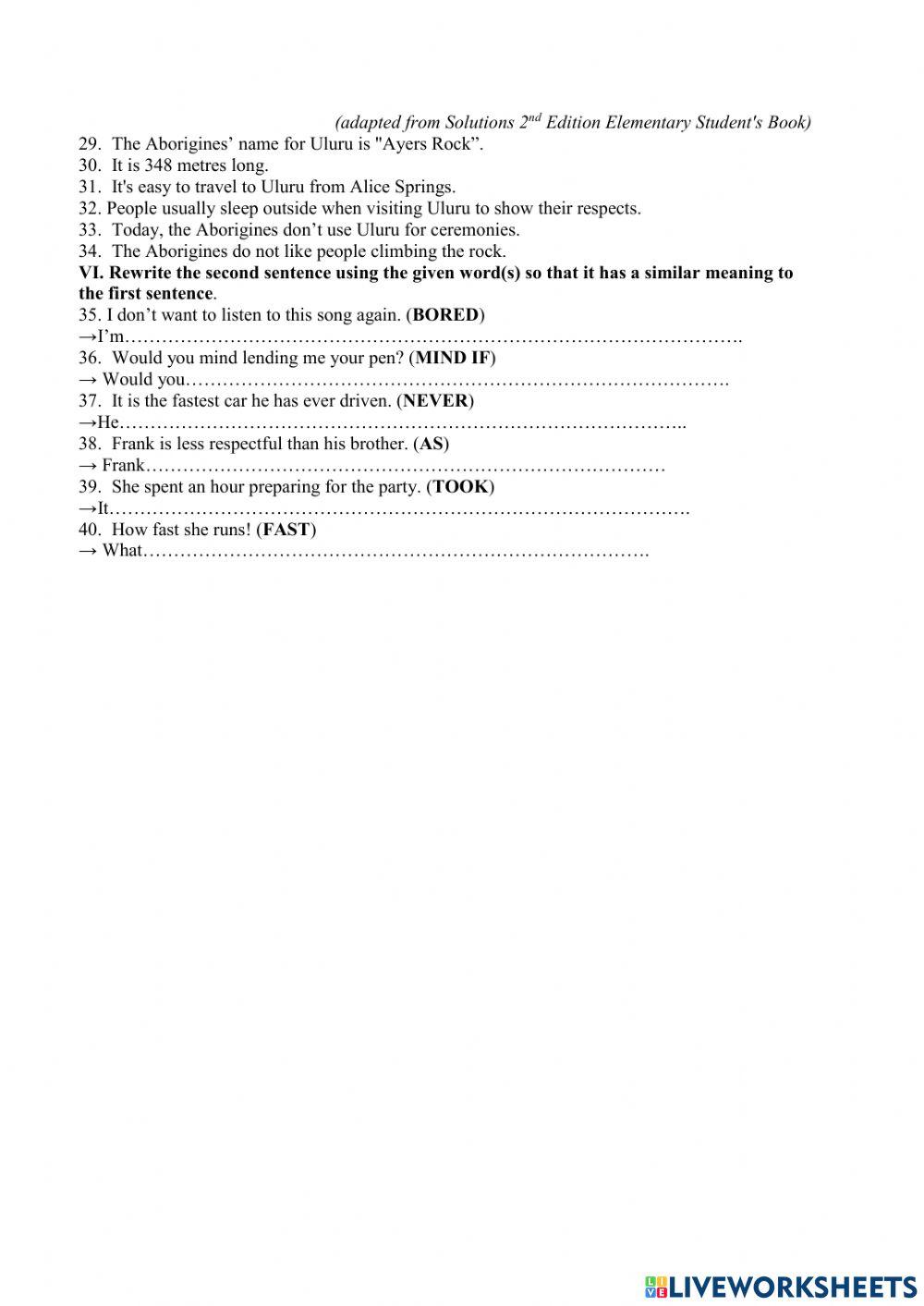 Đề luyện chuyên 6 practice  test 2