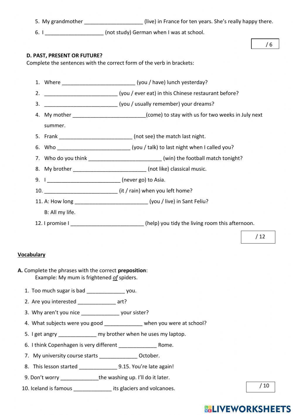Pre-int. Third Term TEST