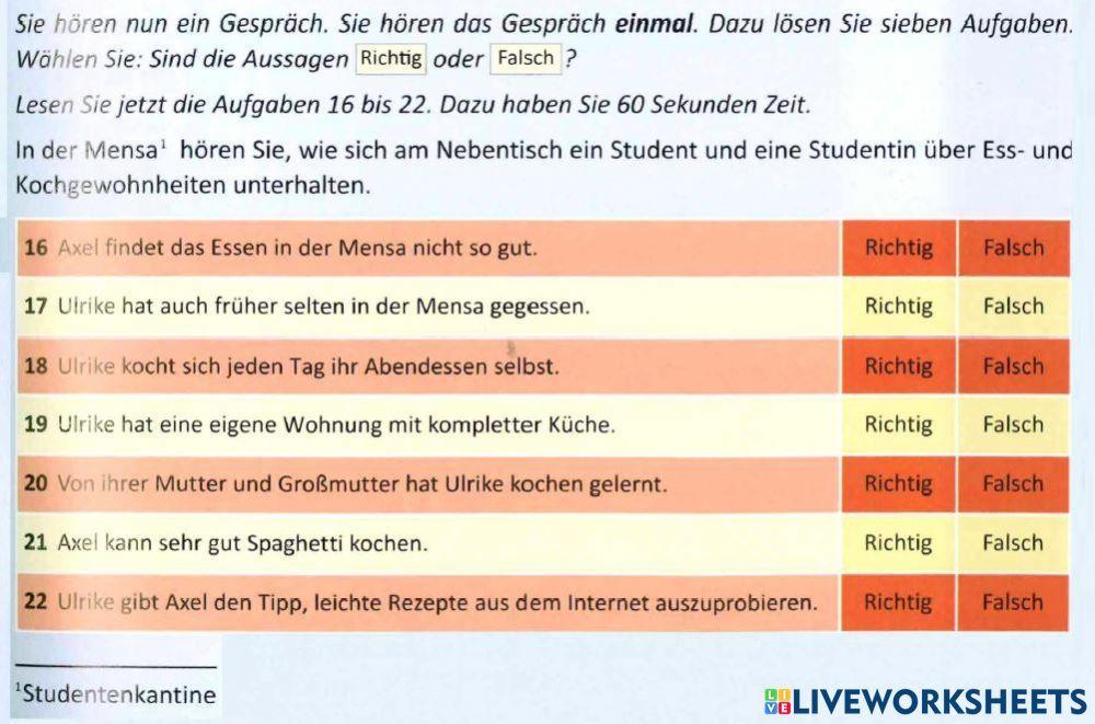 Werkstatt B1 Modelltest 1 Hören Teil 3