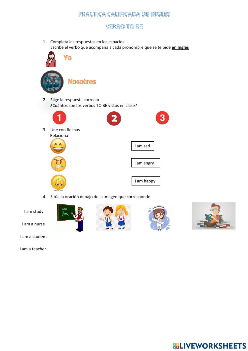 Practica de verbo To be