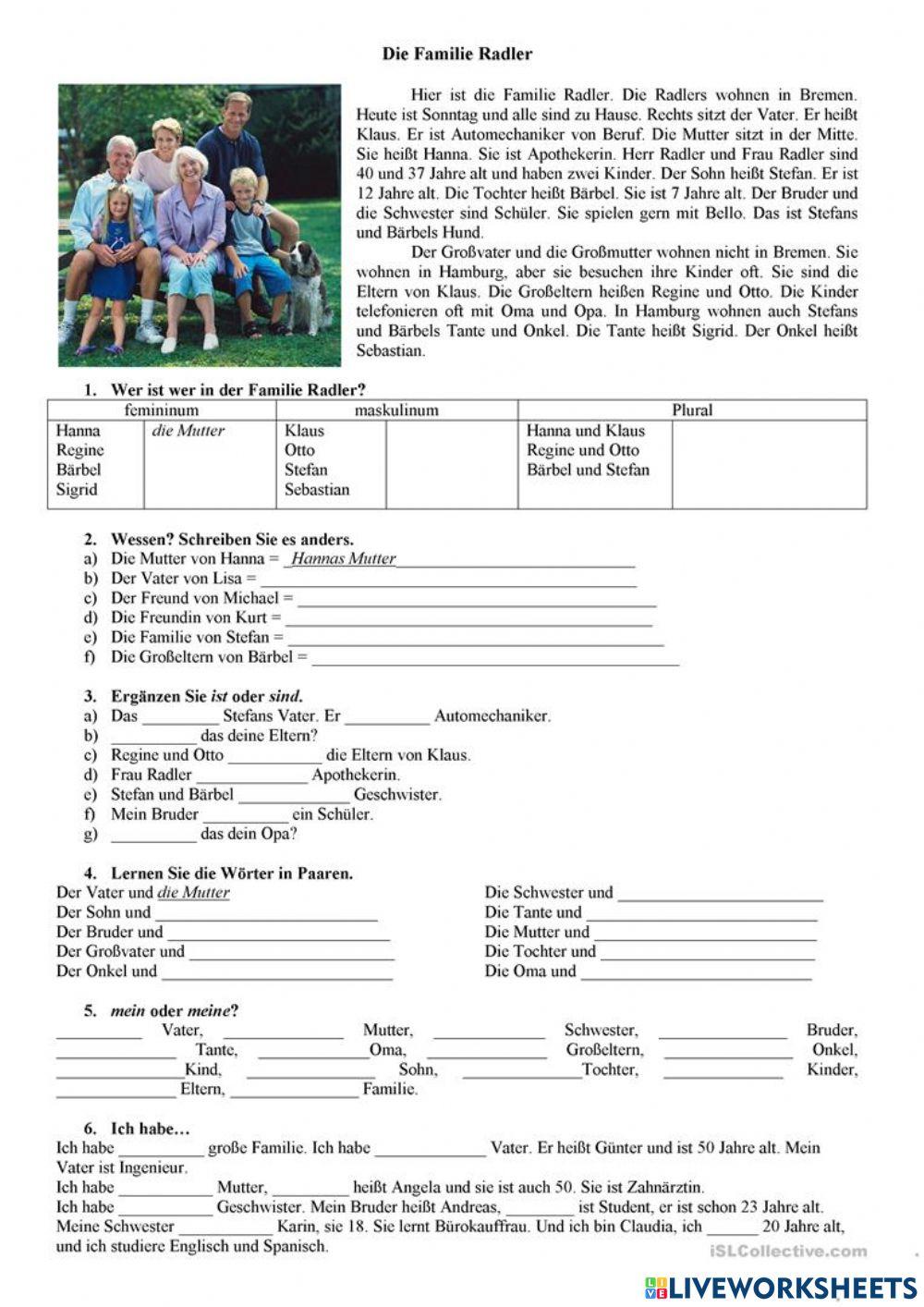 Meine Familie Online Activity For Elementary Live Worksheets meine-familie-online-activity-for-elementary-live-worksheets