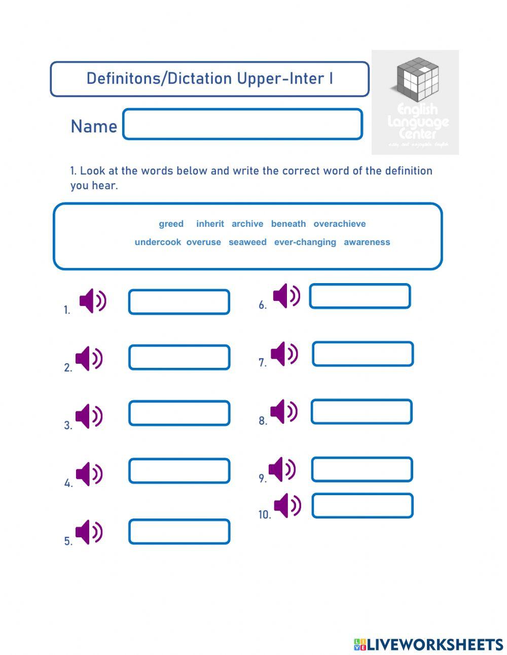 Definitions and Spelling