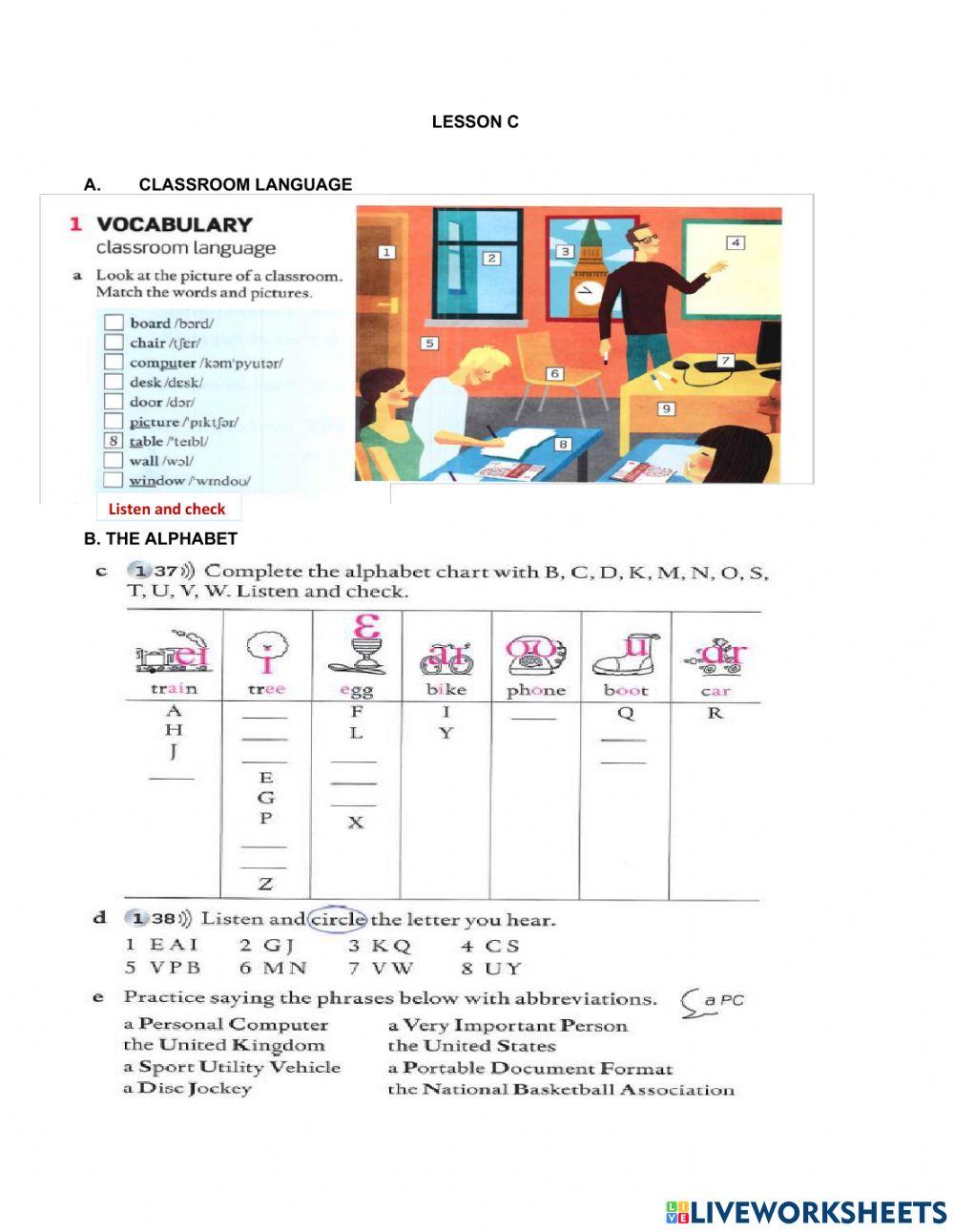 LESSON c worksheet | Live Worksheets