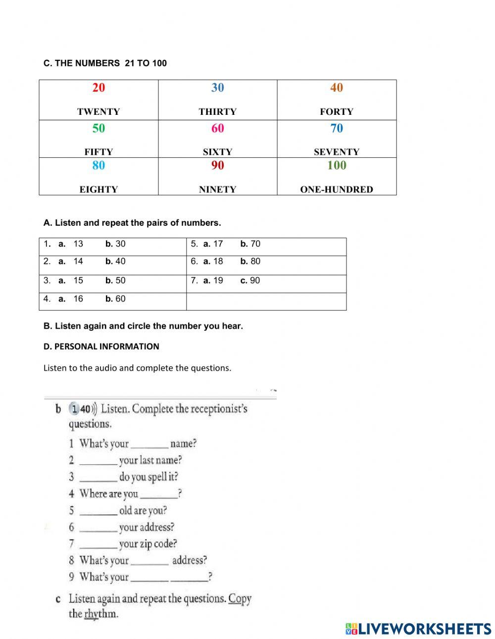 LESSON c worksheet | Live Worksheets