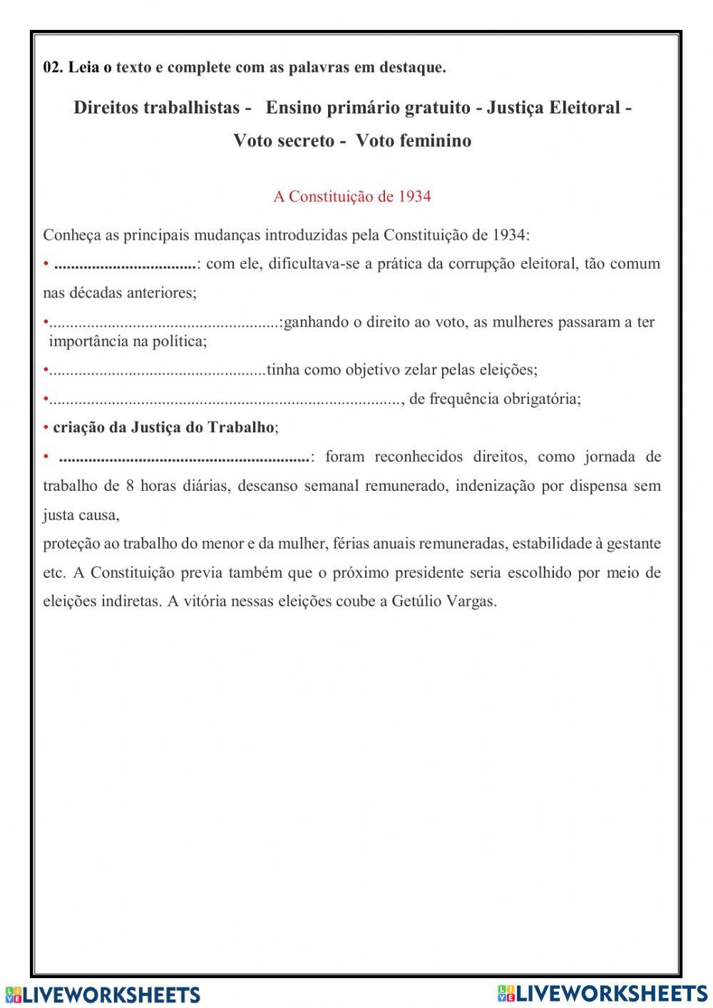 Exercícios Sobre Era Vargas - Quiz - Racha Cuca, PDF