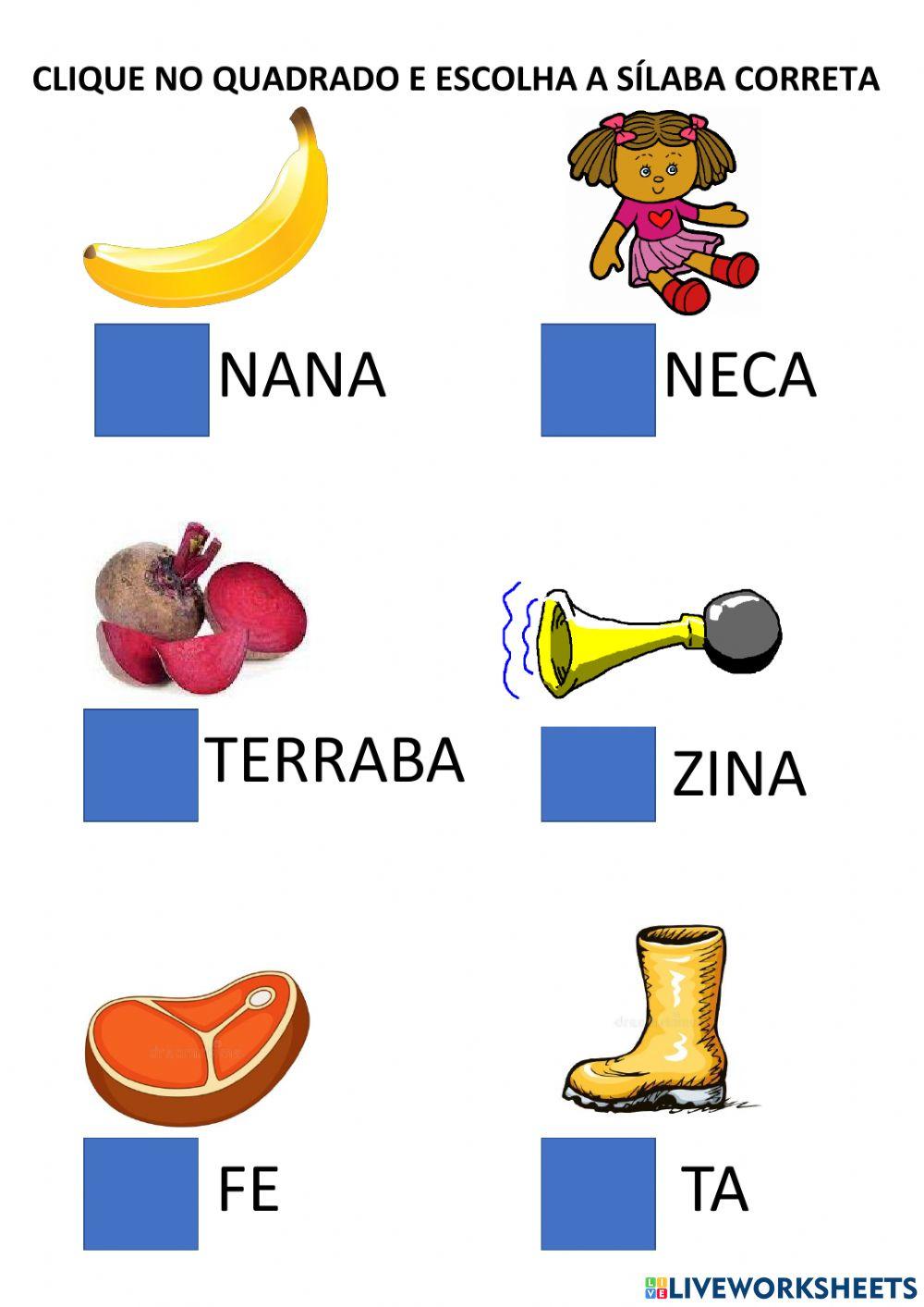 Sílabas móveis letra B