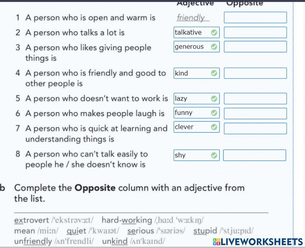 Adjectives describing personality