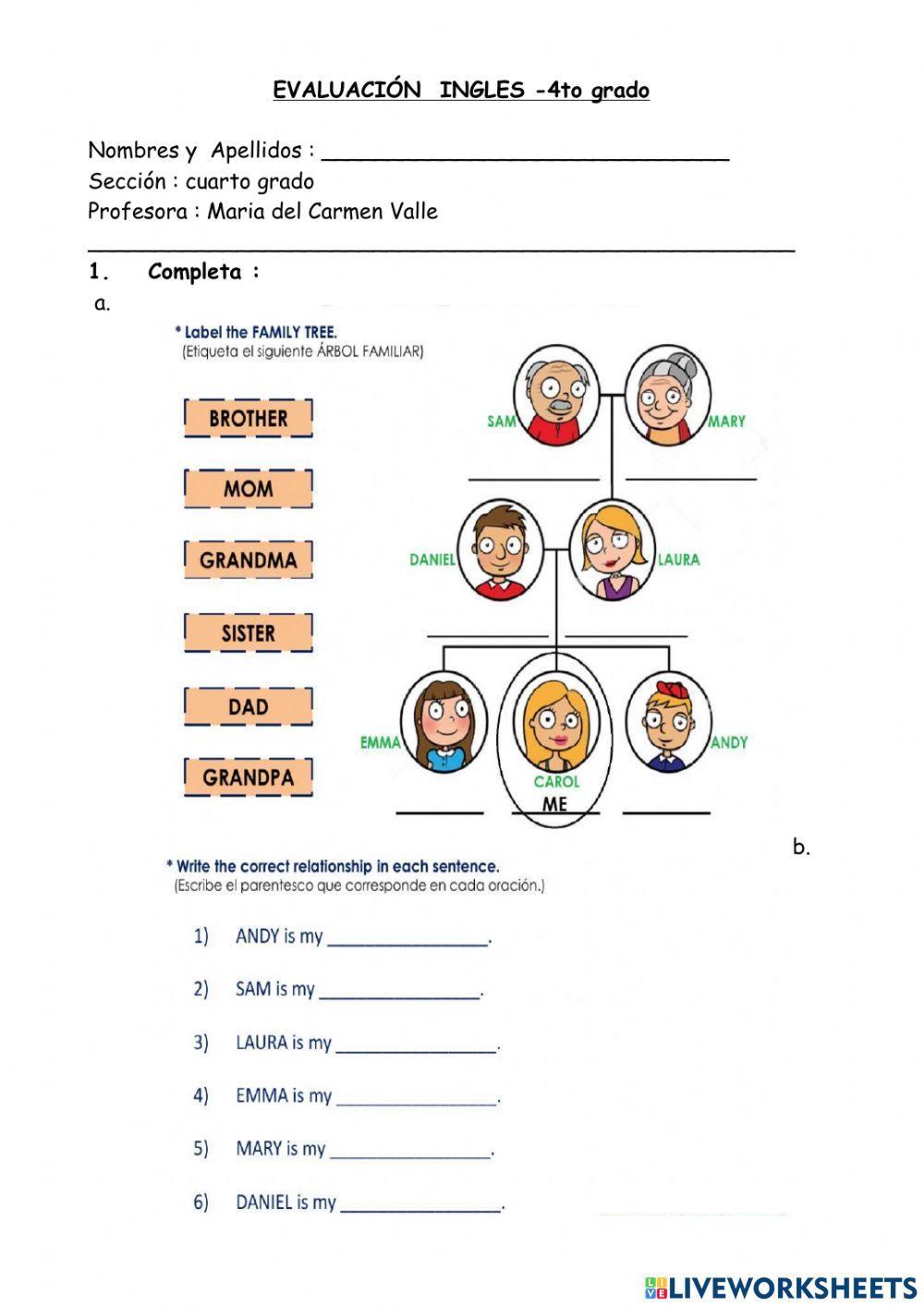 Evaluacion de ingles