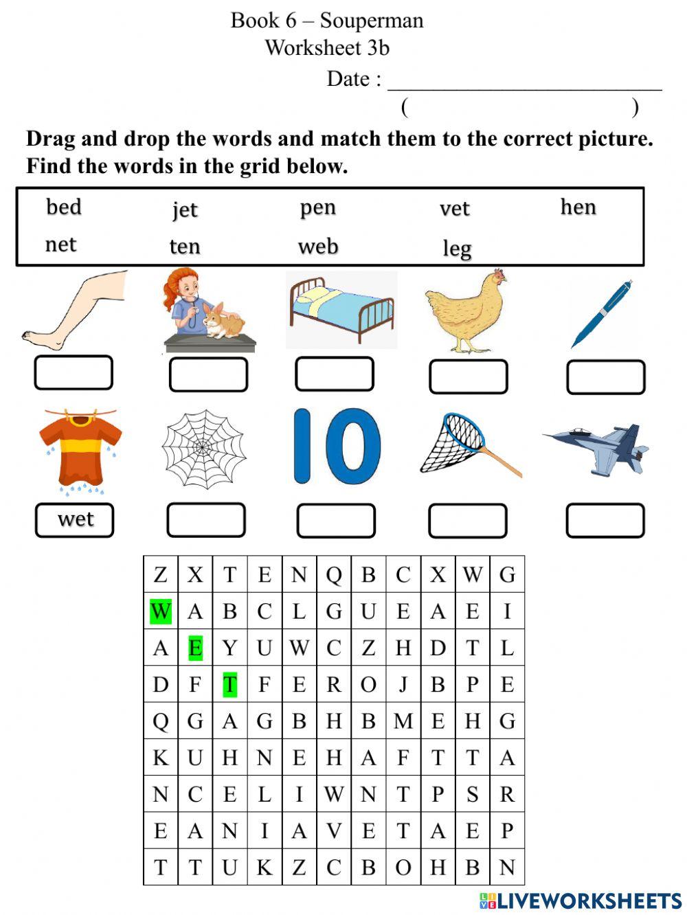 3b Short E CVC Matching and Word Search