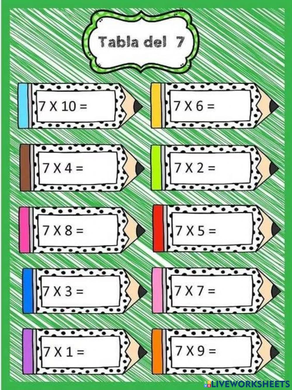 แบบฝึกหัด สูตรคูณแม่ 7