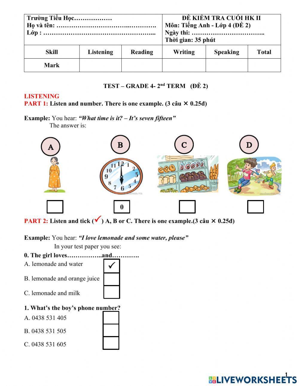 4 - the final test 2 - term 2