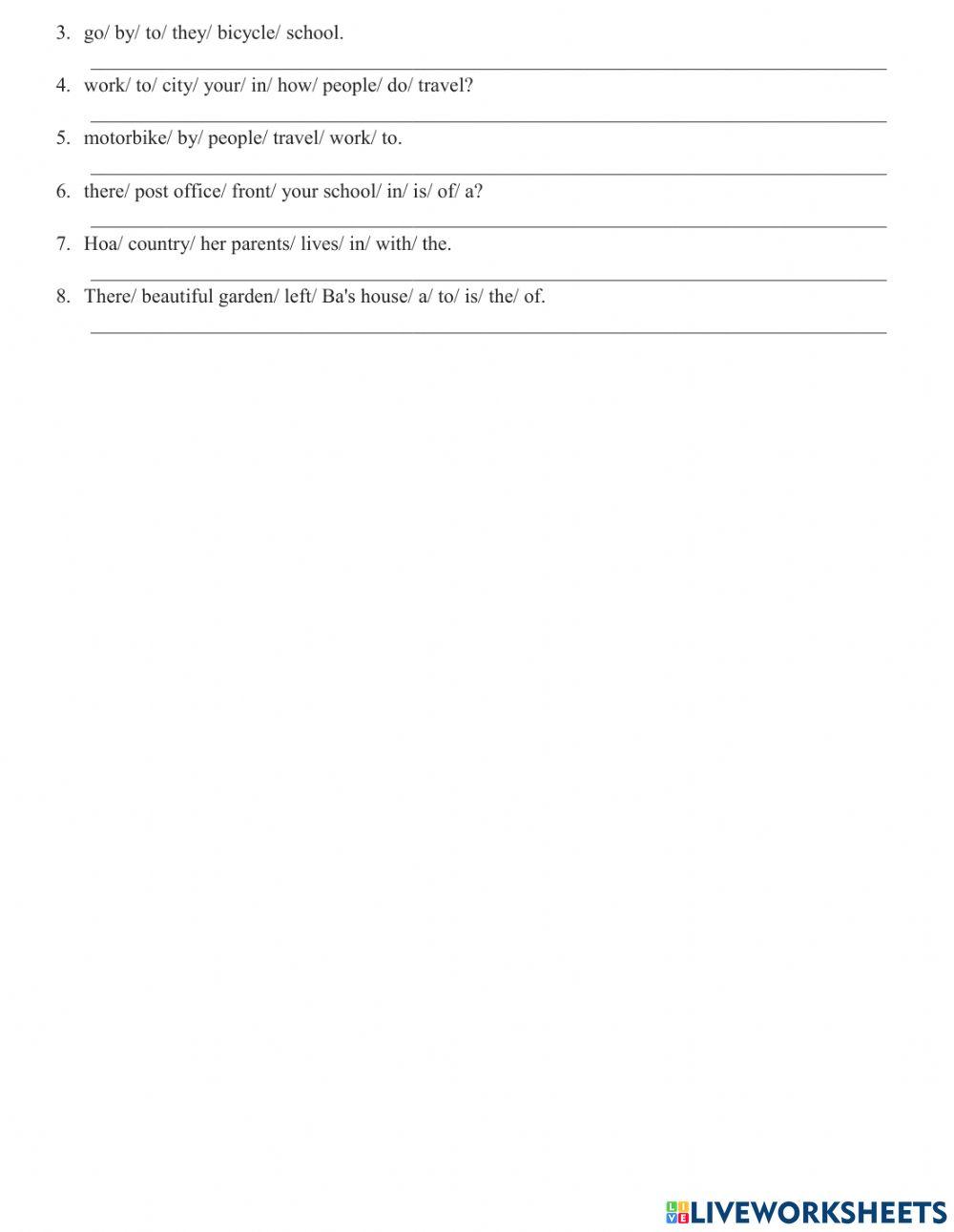 Lớp 6 Unit 123 Test 4