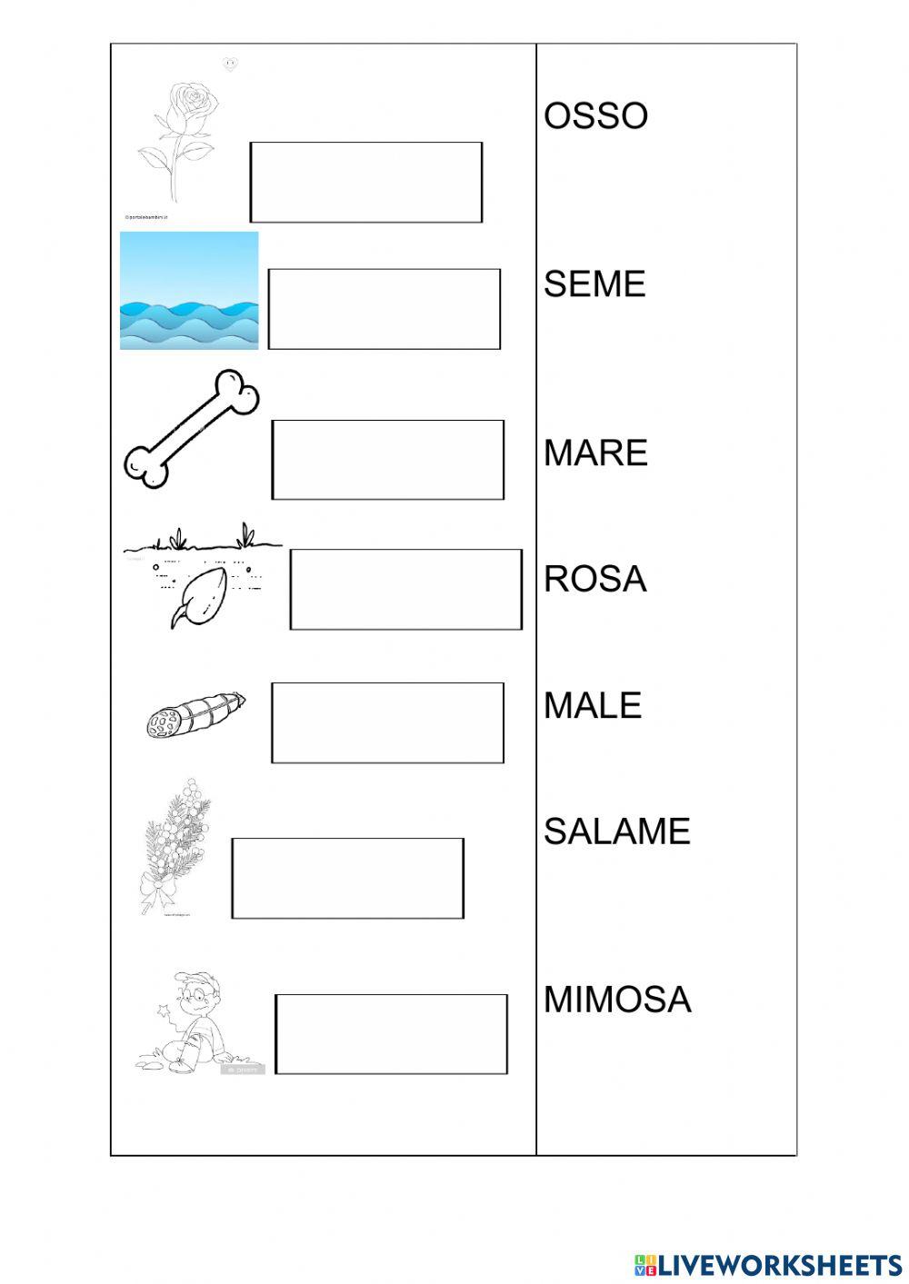 Lettura parole bisillabe piane