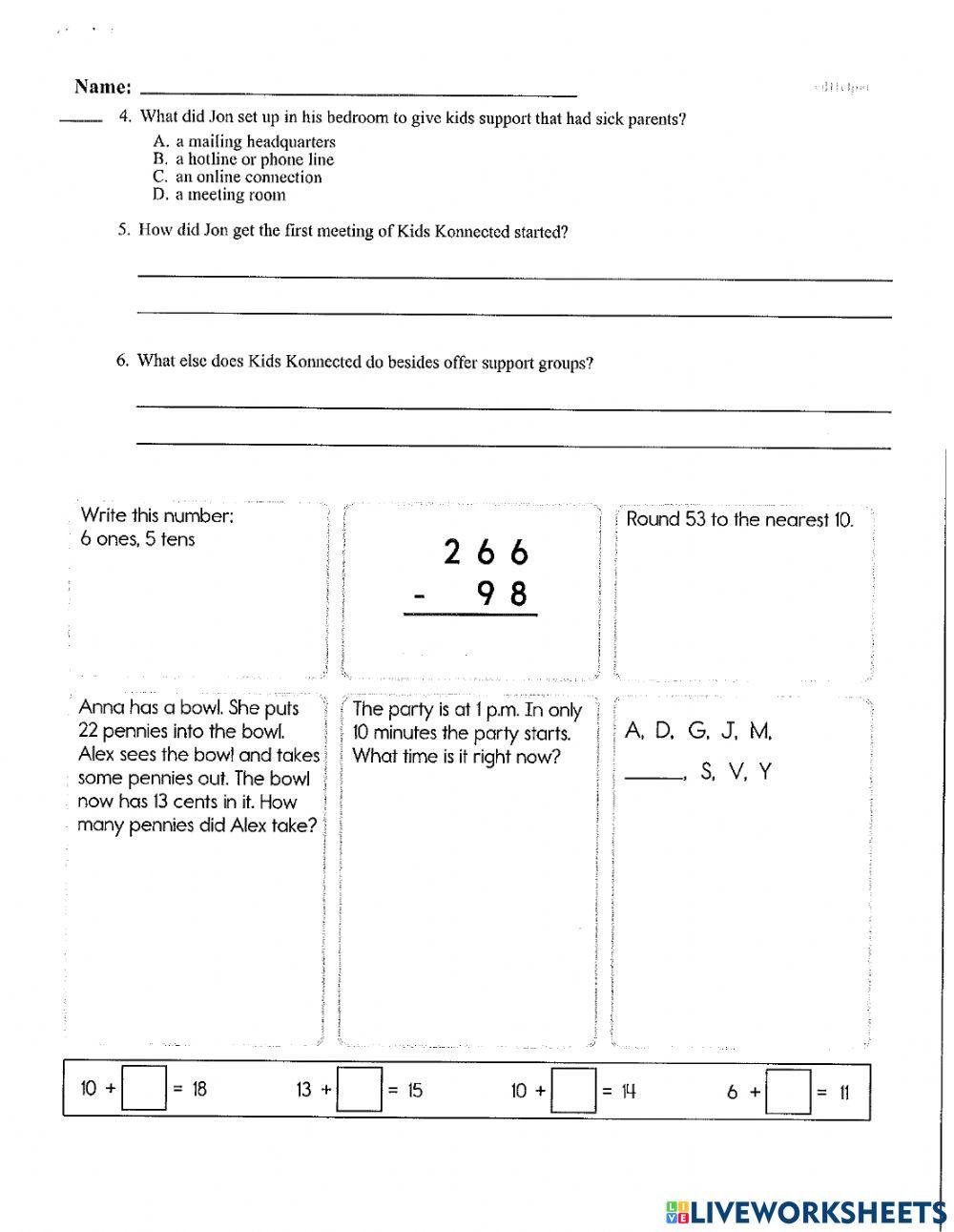 Kids Connected Online Exercise For