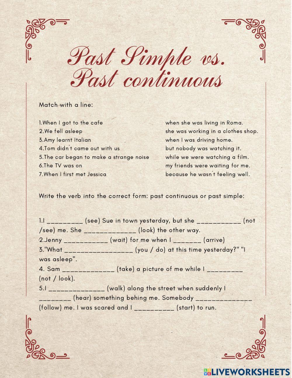 Past simple vs Past continuous