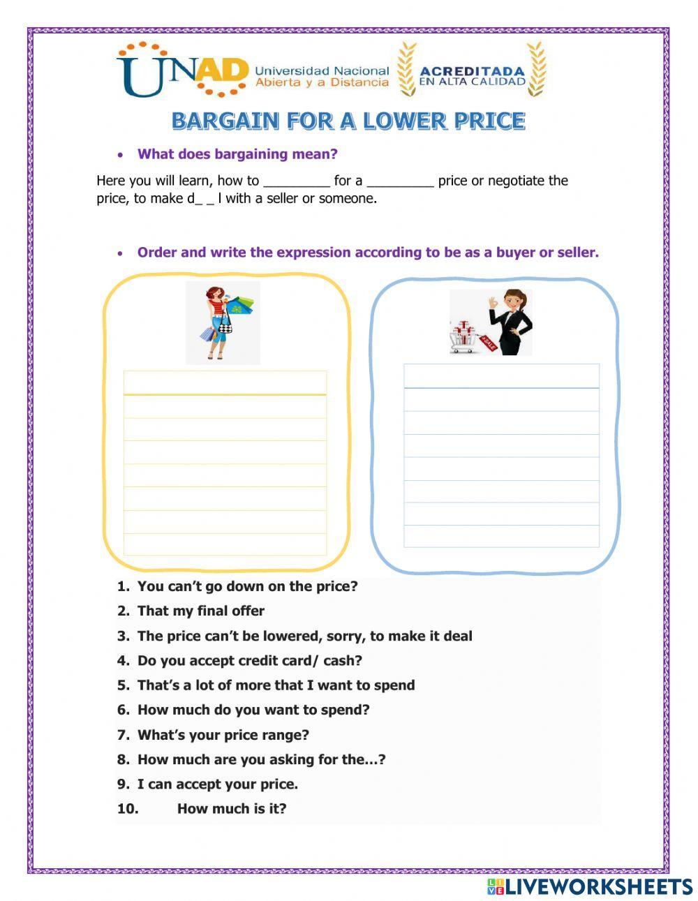 Bargain for a lower price