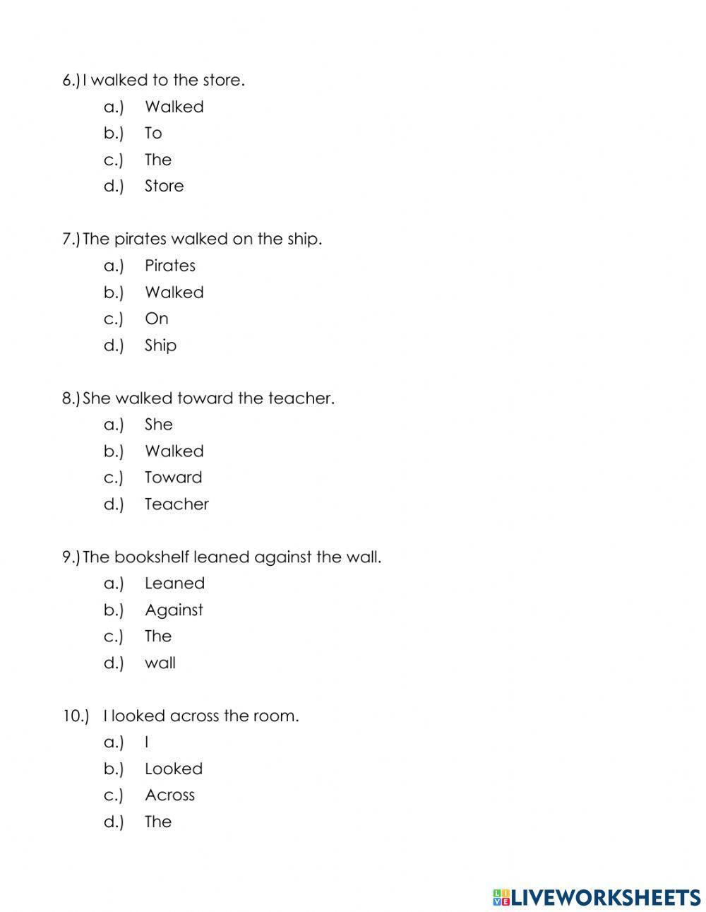 Preposition Quiz Preposition Quiz